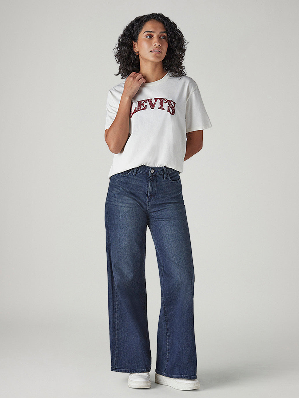Women's 318 Blue Shaping Wide Leg Fit Mid Rise Redloop Jeans - Front View