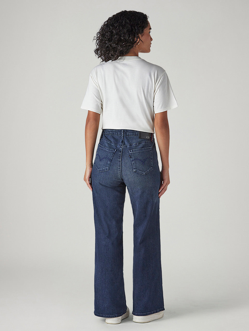 Women's 318 Blue Shaping Wide Leg Fit Mid Rise Redloop Jeans - Back View