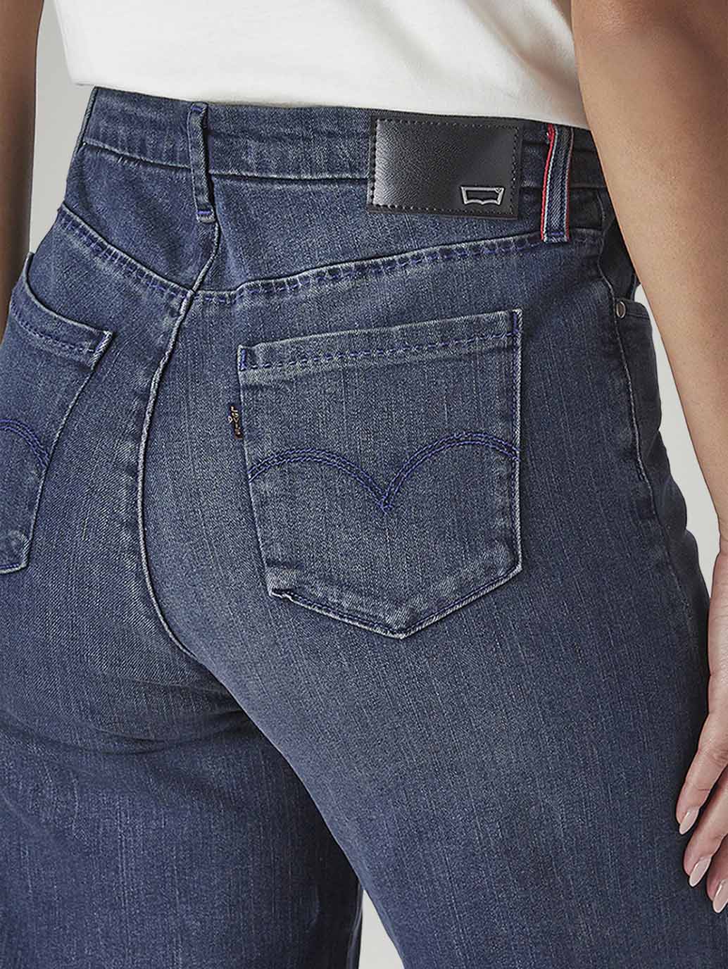 Women's 318 Blue Shaping Wide Leg Fit Mid Rise Redloop Jeans - 20 View