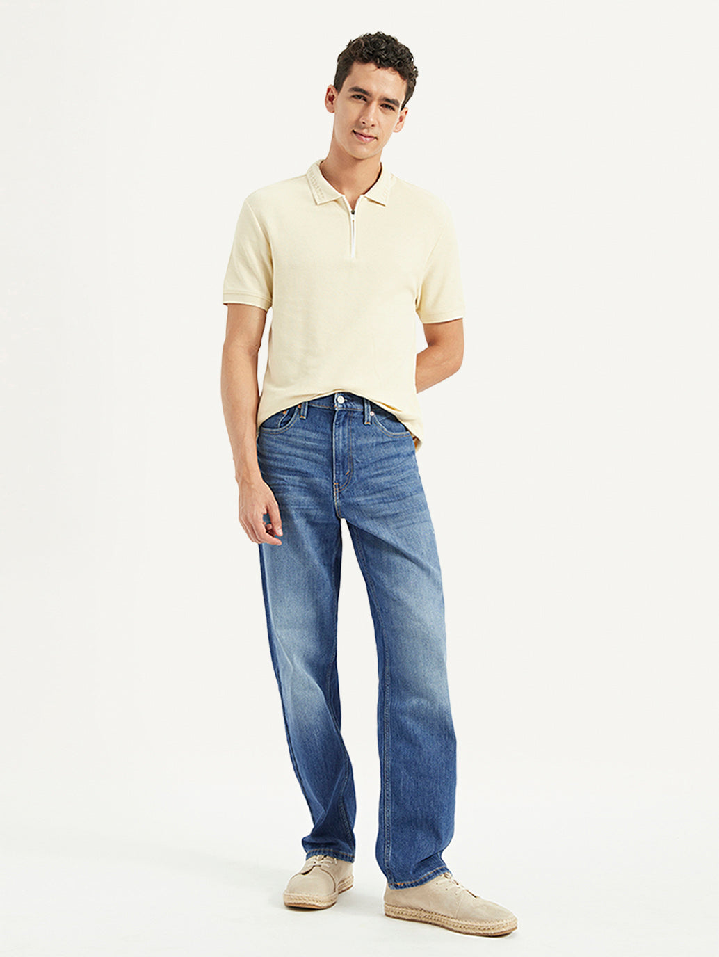 Men's 568 Blue Loose Fit Mid Rise Jeans - Styleshot View