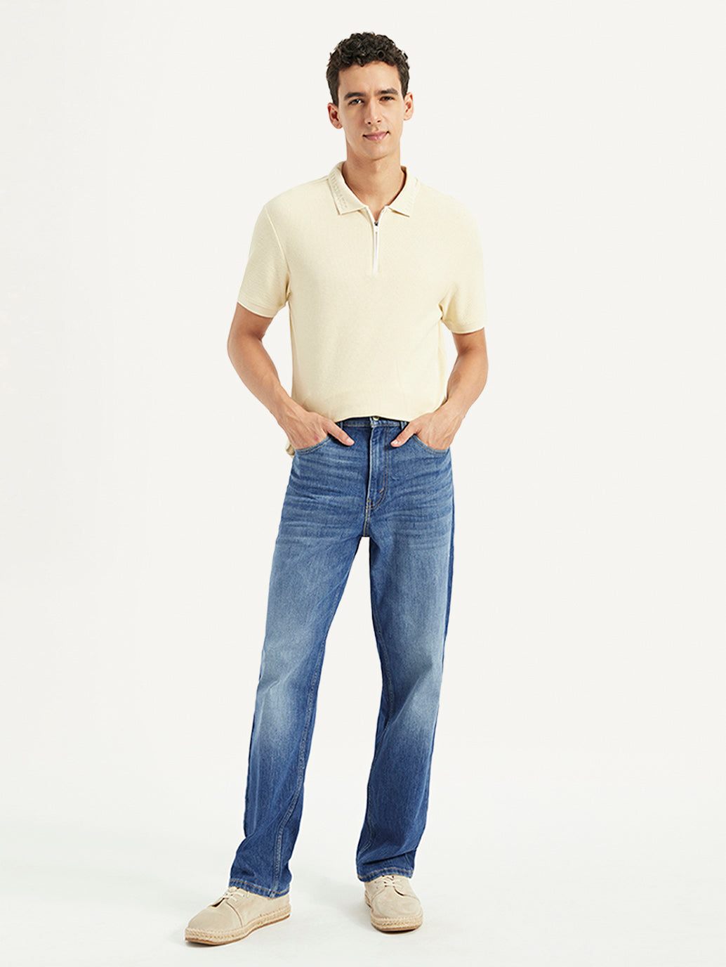 Men's 568 Blue Loose Fit Mid Rise Jeans - Front View