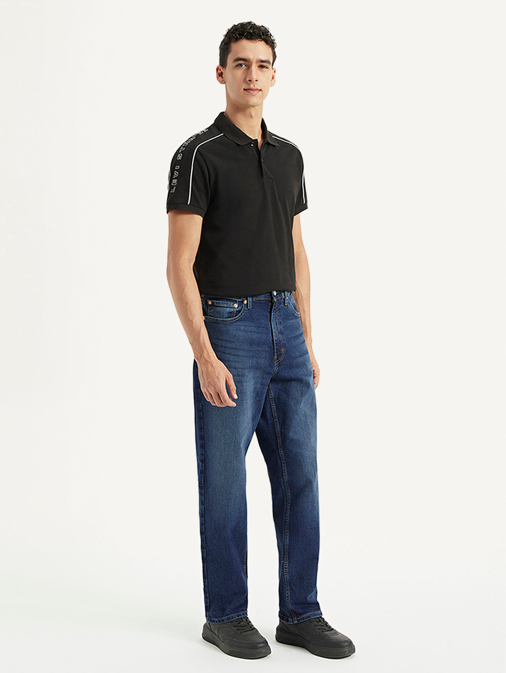 Men's 568 Blue Loose Fit Mid Rise Jeans - Side View