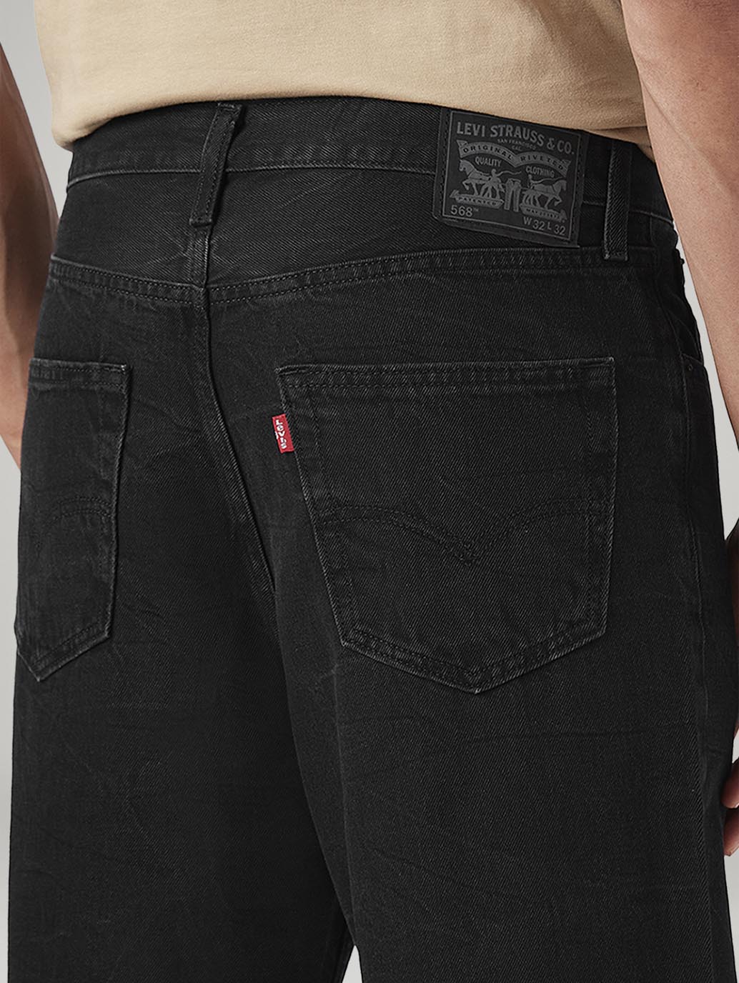 Men's 568 Black Loose Fit Mid Rise Jeans - 20 View