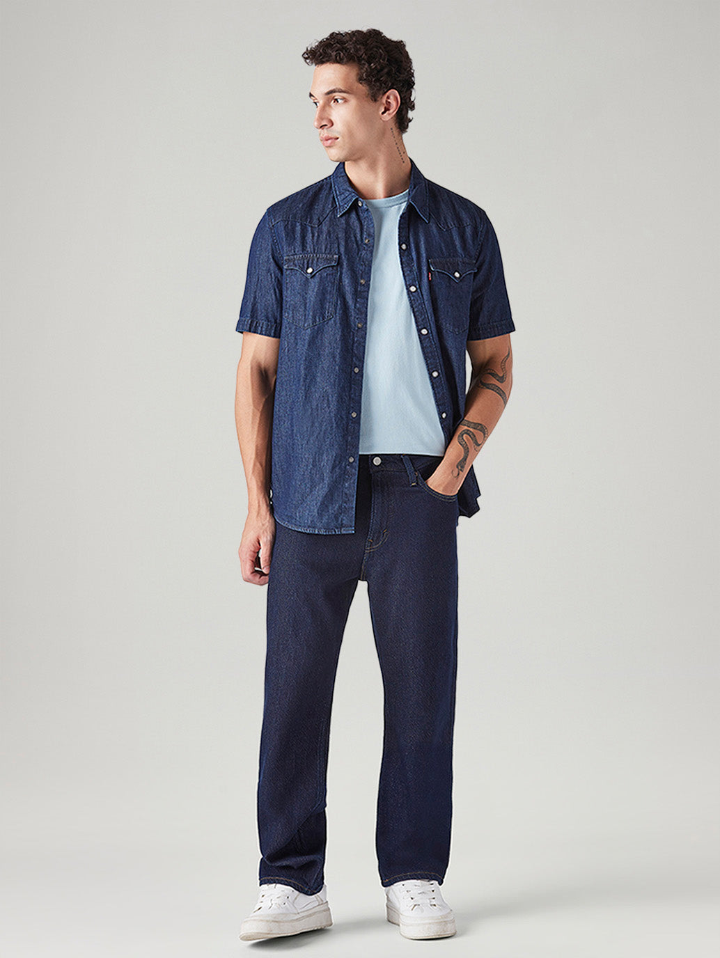 Men's 568 Dark Blue Loose Fit Mid Rise Jeans