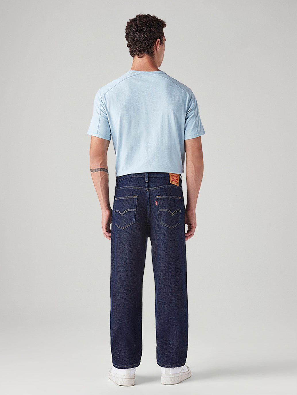 Men's 568 Dark Blue Loose Fit Mid Rise Jeans - Back View