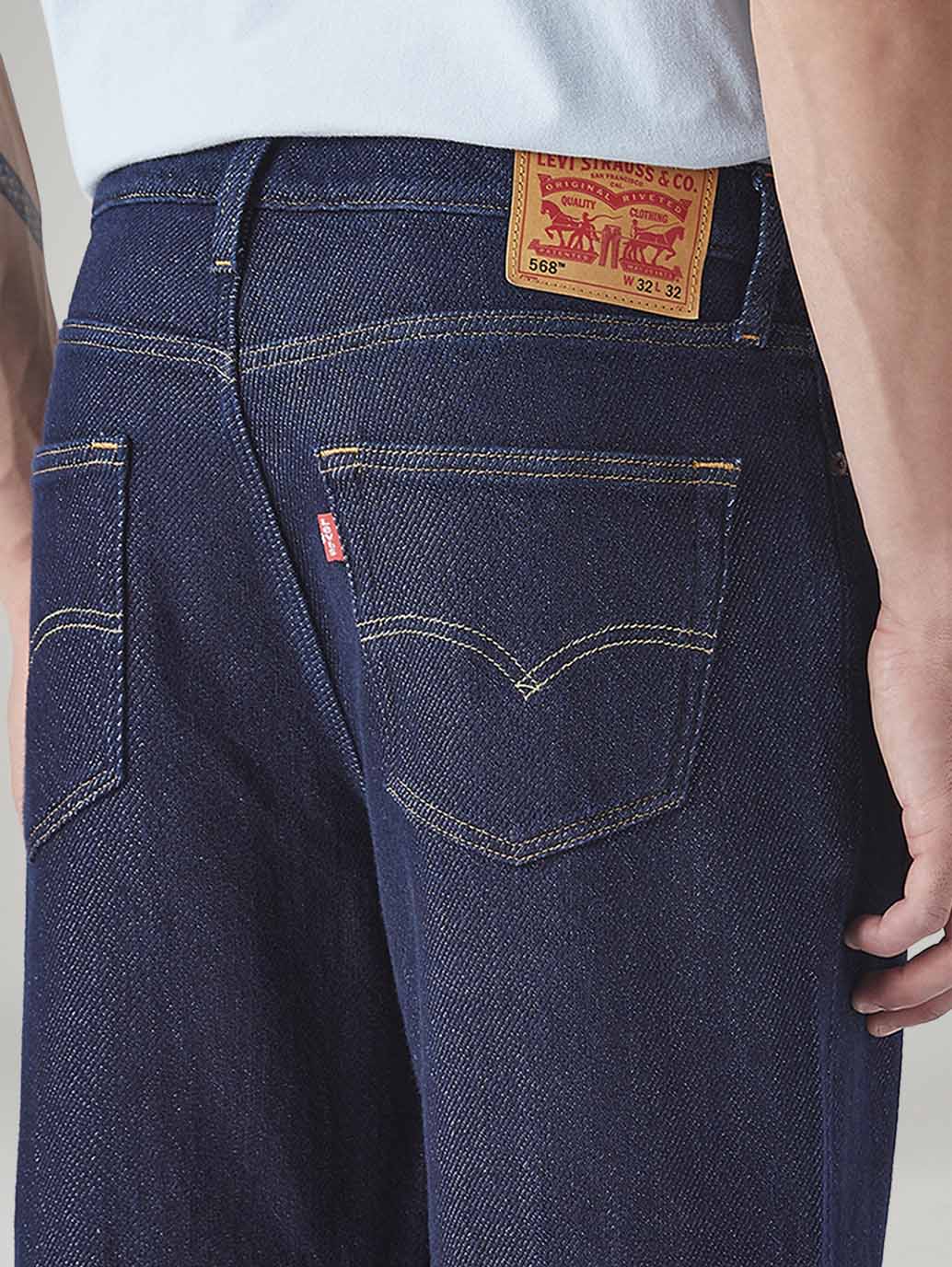 Men's 568 Dark Blue Loose Fit Mid Rise Jeans - 20 View