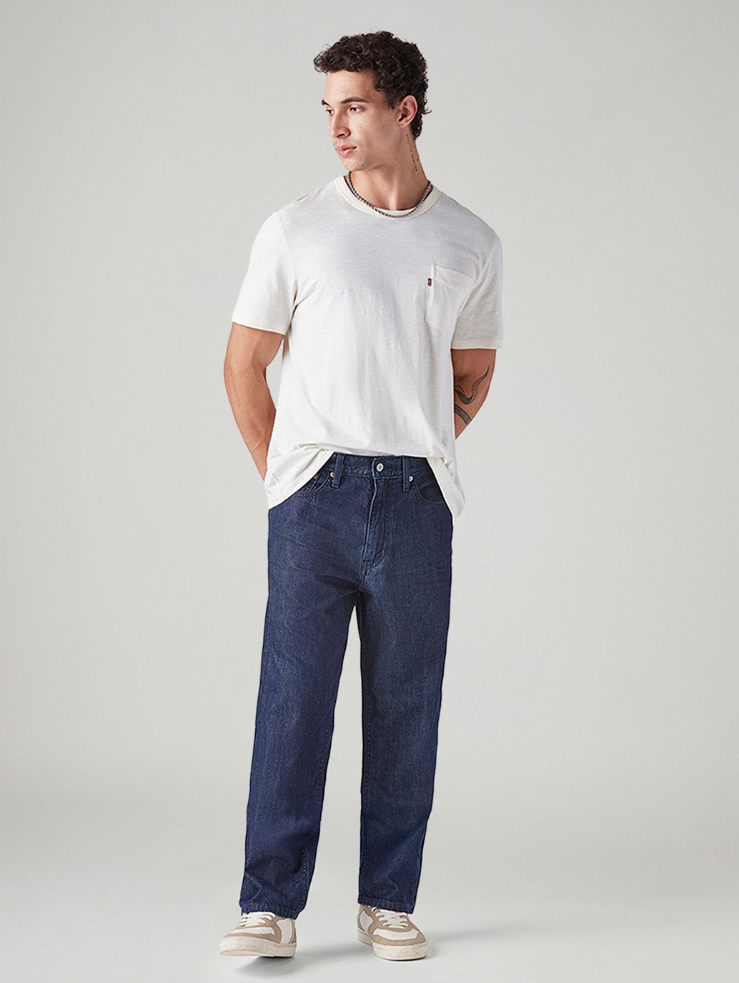 Men's 568 Dark Blue Loose Fit Mid Rise Jeans
