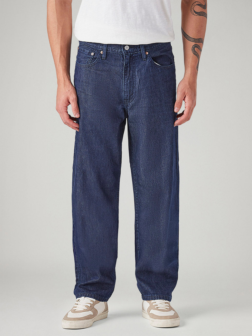 Men's 568 Dark Blue Loose Fit Mid Rise Jeans - Front View