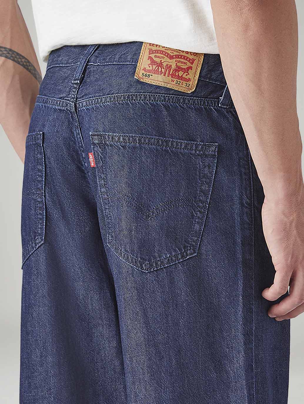 Men's 568 Dark Blue Loose Fit Mid Rise Jeans - 20 View