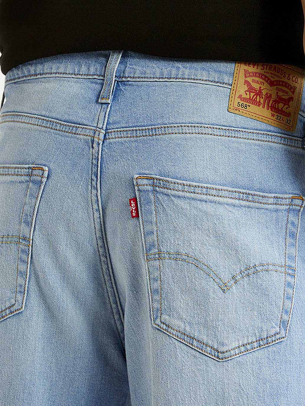 Men's 568 Light Blue Loose Fit Mid Rise Jeans - Detail View