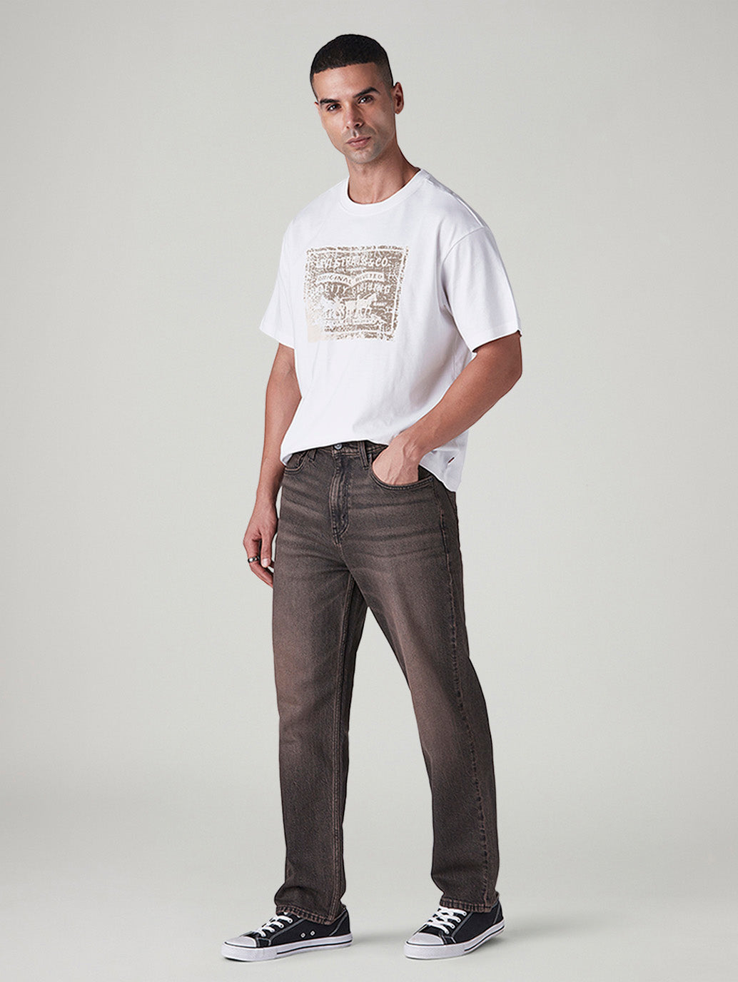 Men's 568 Brown Loose Fit Mid Rise Jeans