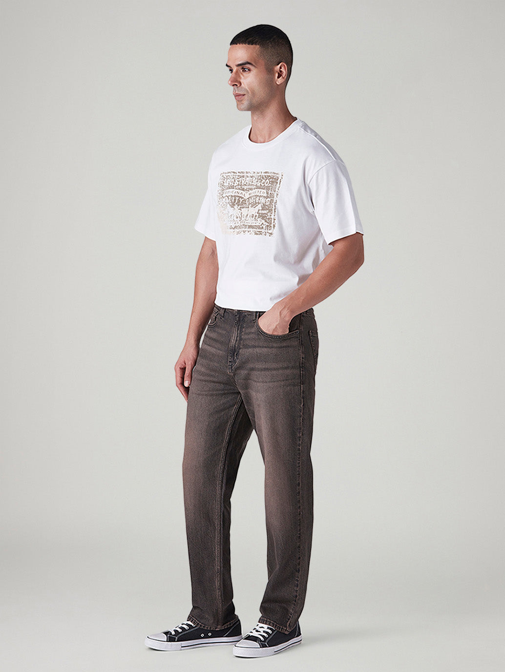 Men's 568 Brown Loose Fit Mid Rise Jeans - Side View