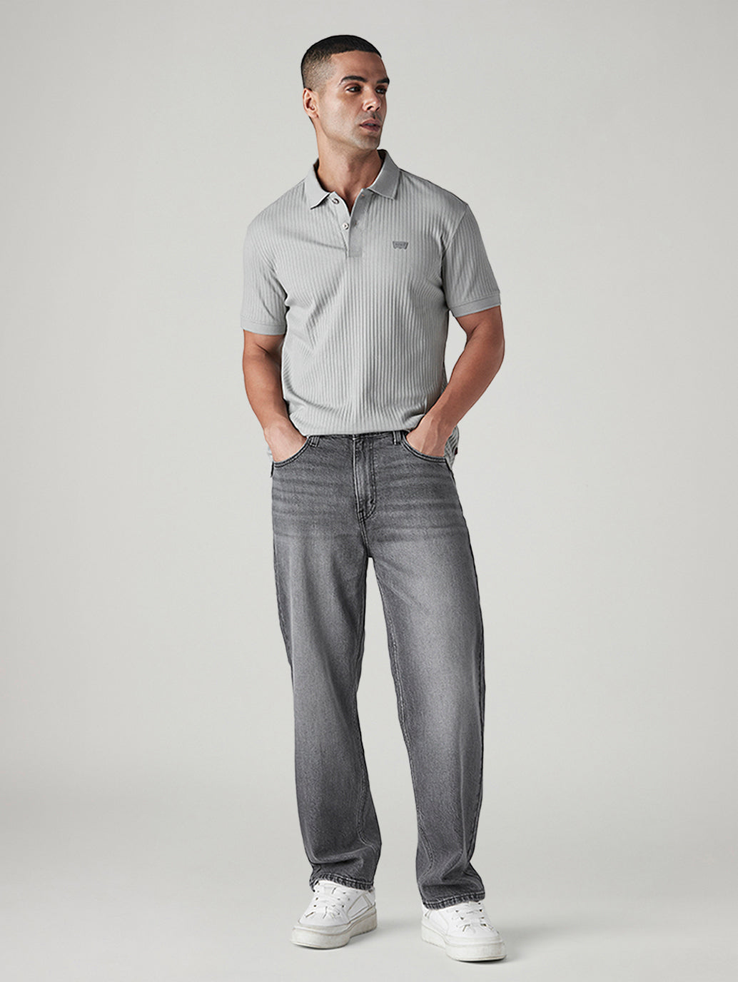 Men's 568 Grey Loose Fit Mid Rise Jeans