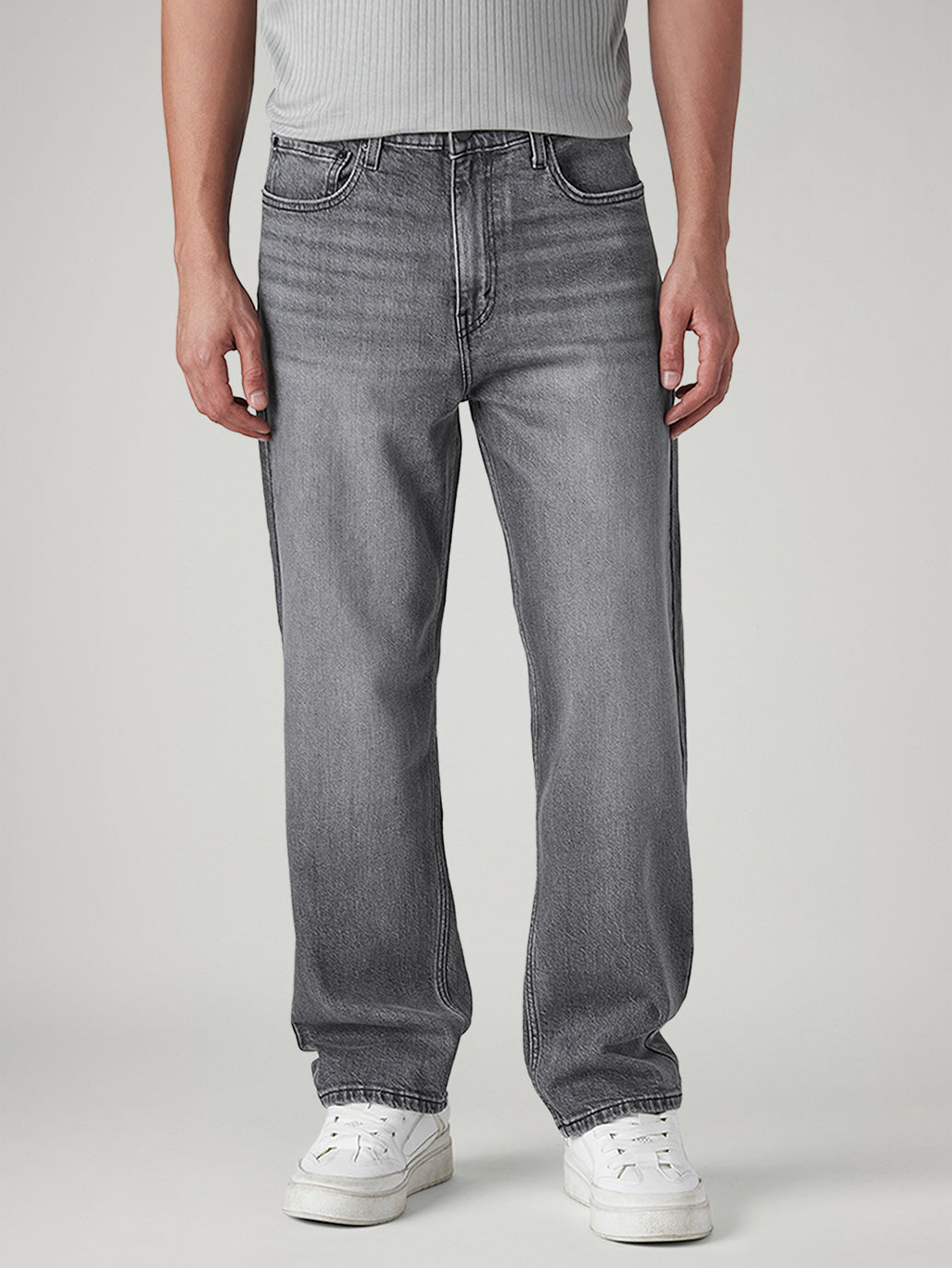 Men's 568 Grey Loose Fit Mid Rise Jeans - Front View