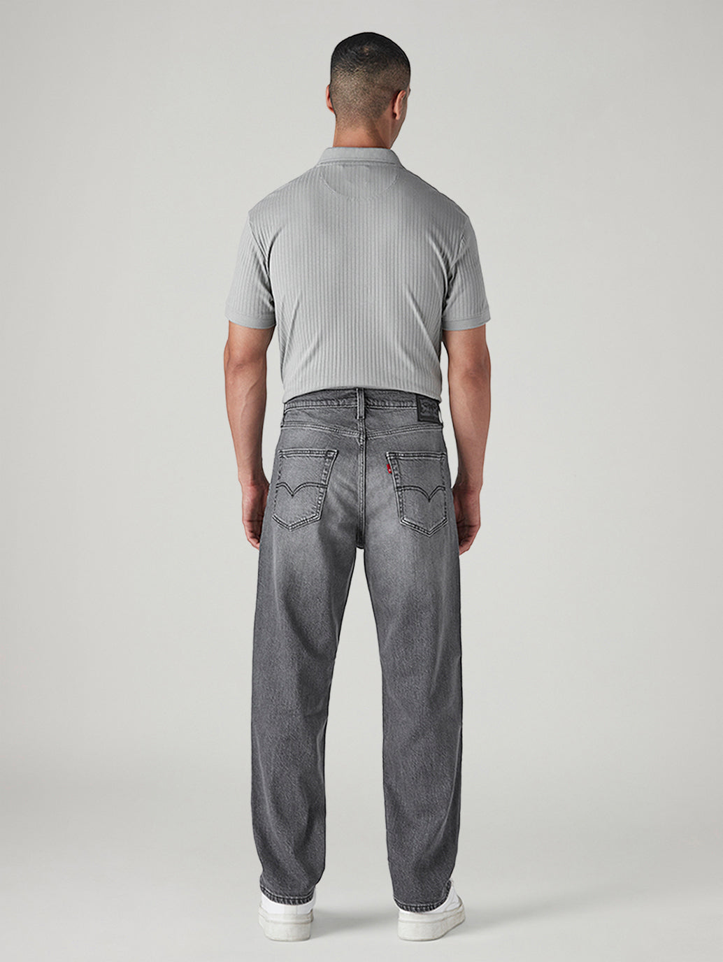 Men's 568 Grey Loose Fit Mid Rise Jeans - Back View