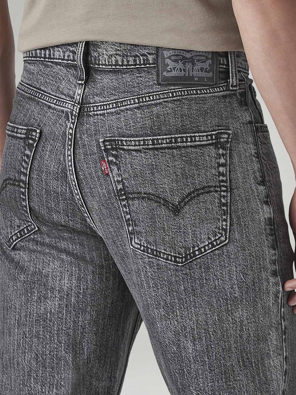 Men's 568 Charcoal Grey Loose Fit Mid Rise Jeans - Detail View