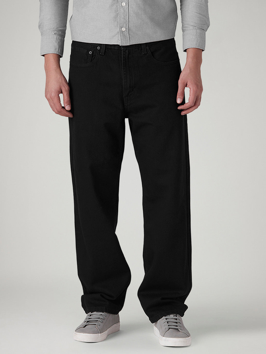 Men's 568 Black Loose Fit Mid Rise Jeans - Front View