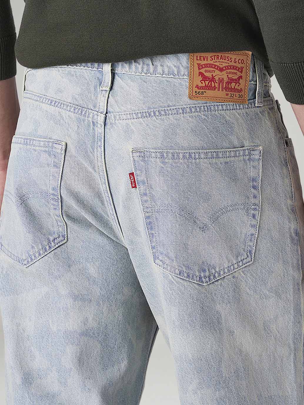 Men's 568 Light Blue Loose Fit Mid Rise Jeans - Detail View