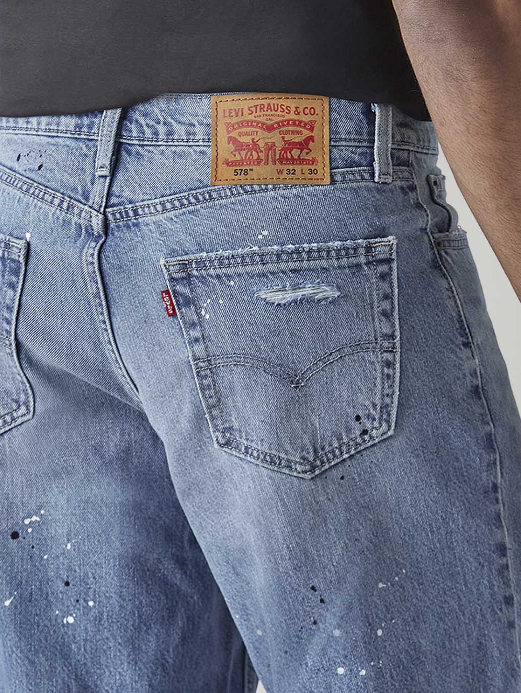 Men's 568 Light Indigo Loose Fit Mid Rise Jeans - Detail View