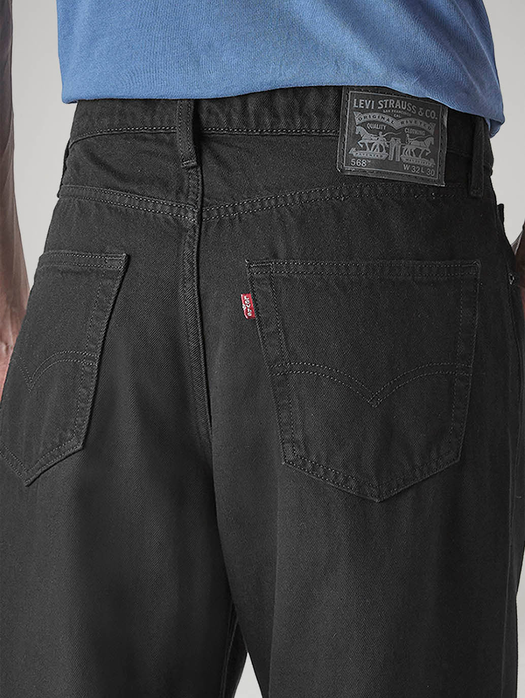 Men's 568 Black Loose Fit Mid Rise Jeans - 20 View