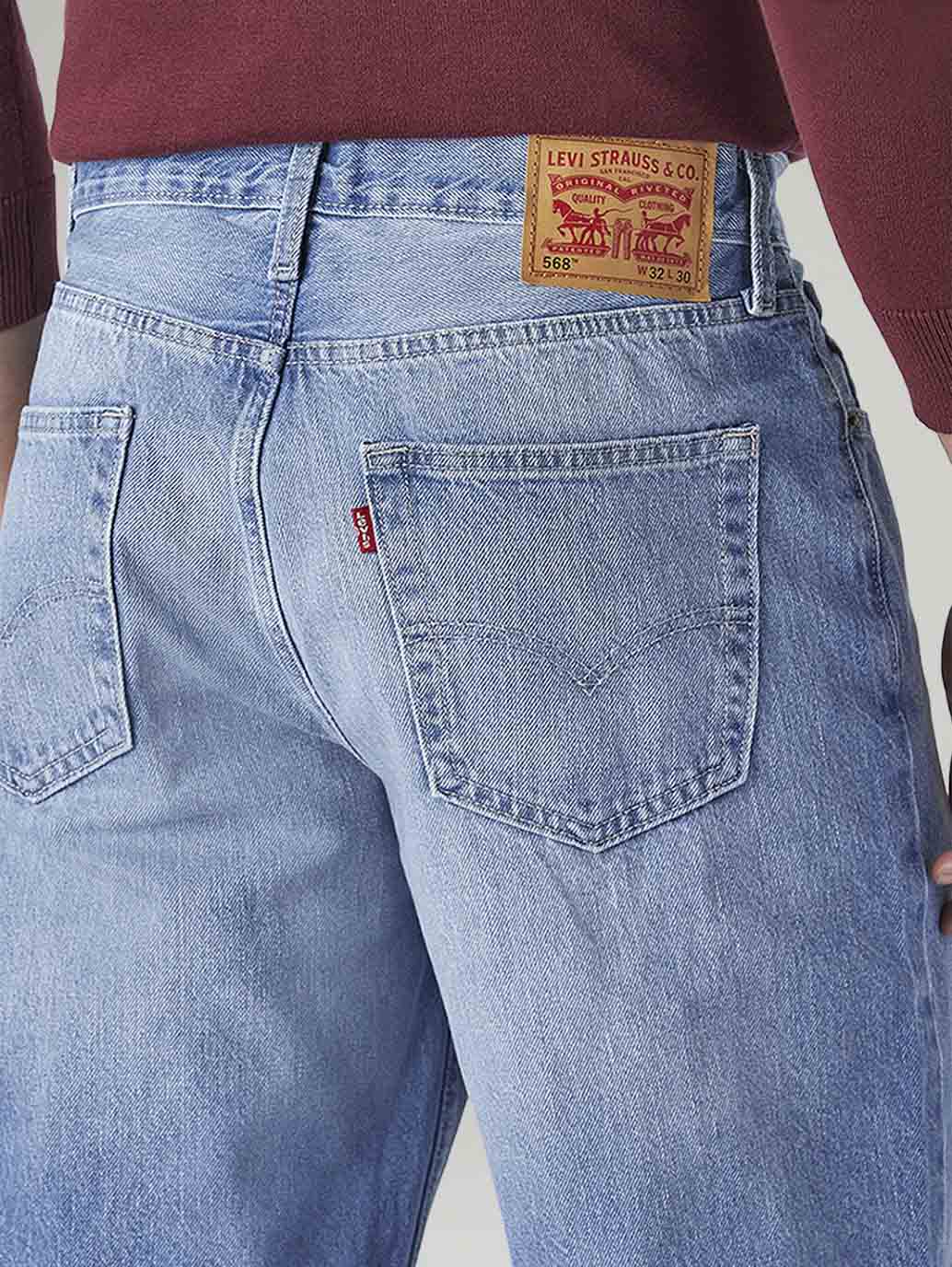 Men's 568 Light Blue Loose Fit Mid Rise Jeans - Detail View