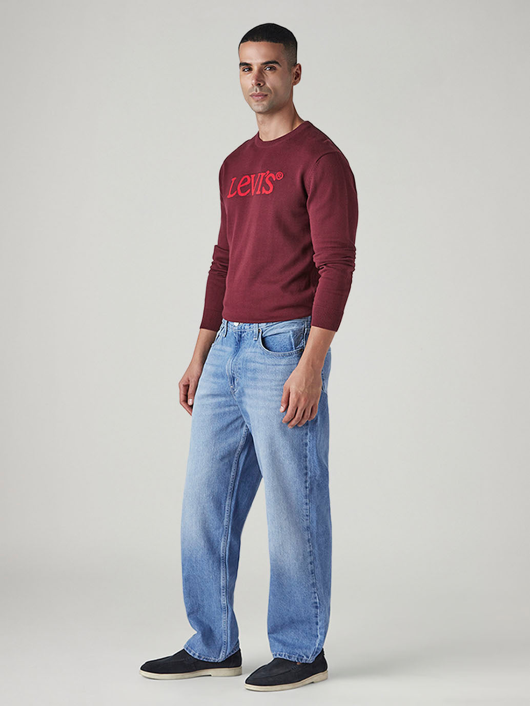 Men's 568 Light Blue Loose Fit Mid Rise Jeans - Side View
