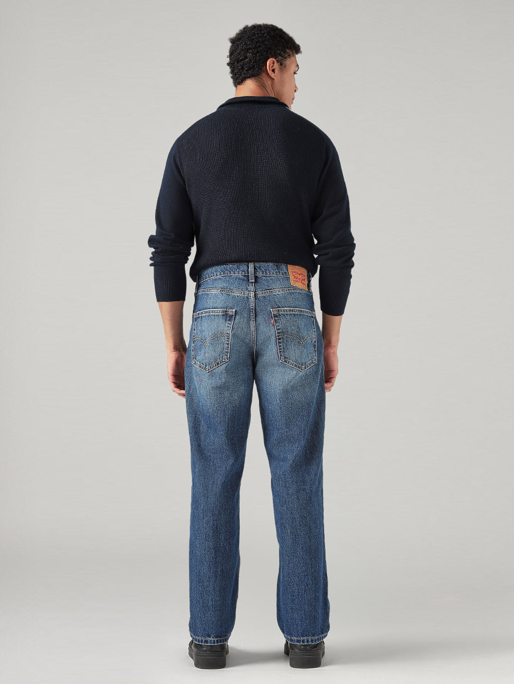 Men's 568 Blue Loose Fit Mid Rise Jeans - Back View