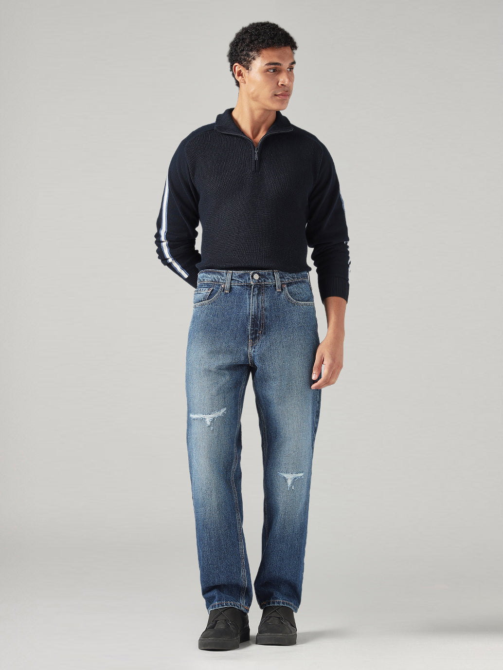 Men's 568 Blue Loose Fit Mid Rise Jeans - Front View