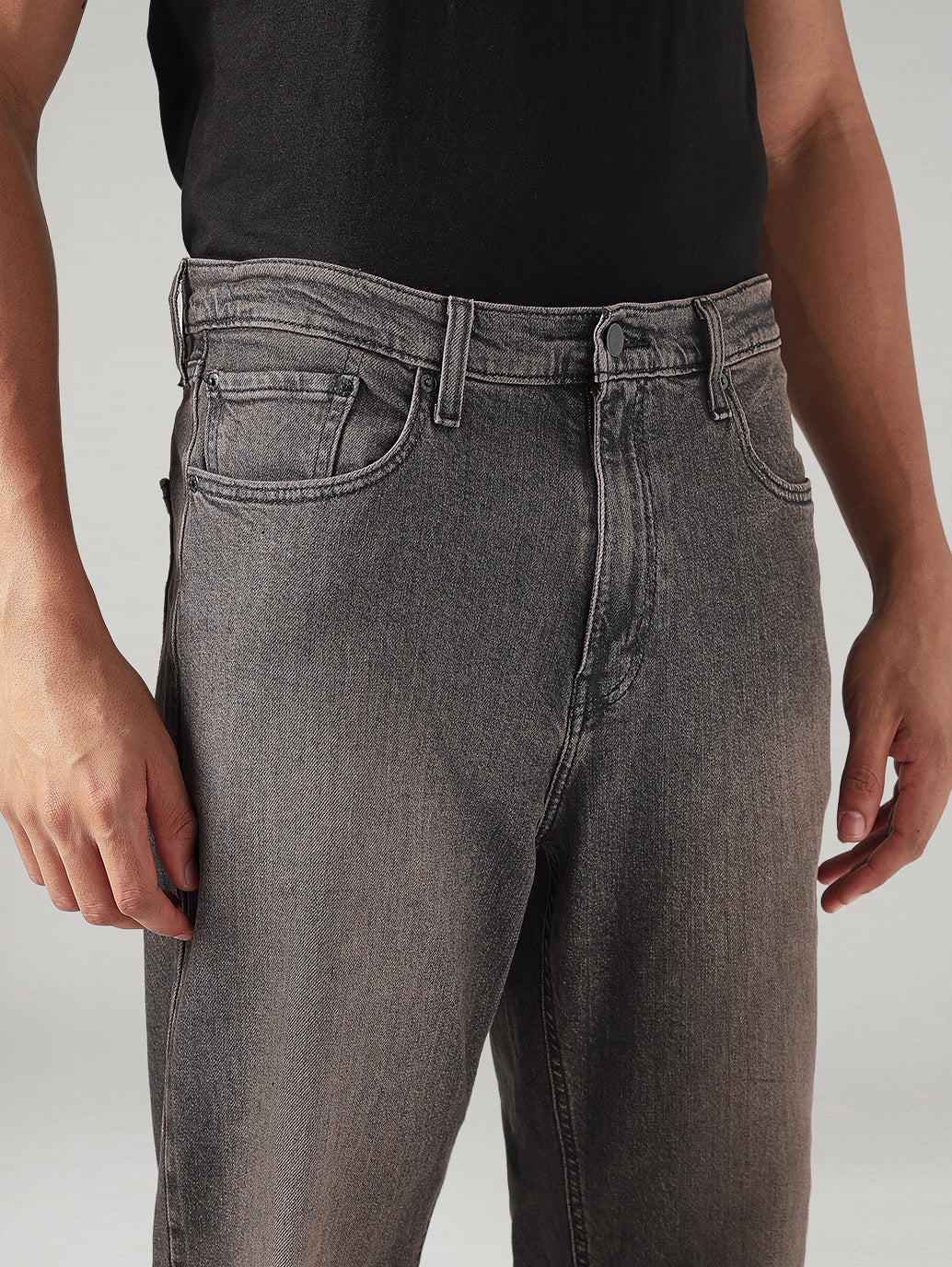 Men's 568 Charcoal Grey Loose Fit Mid Rise Jeans - 20 View
