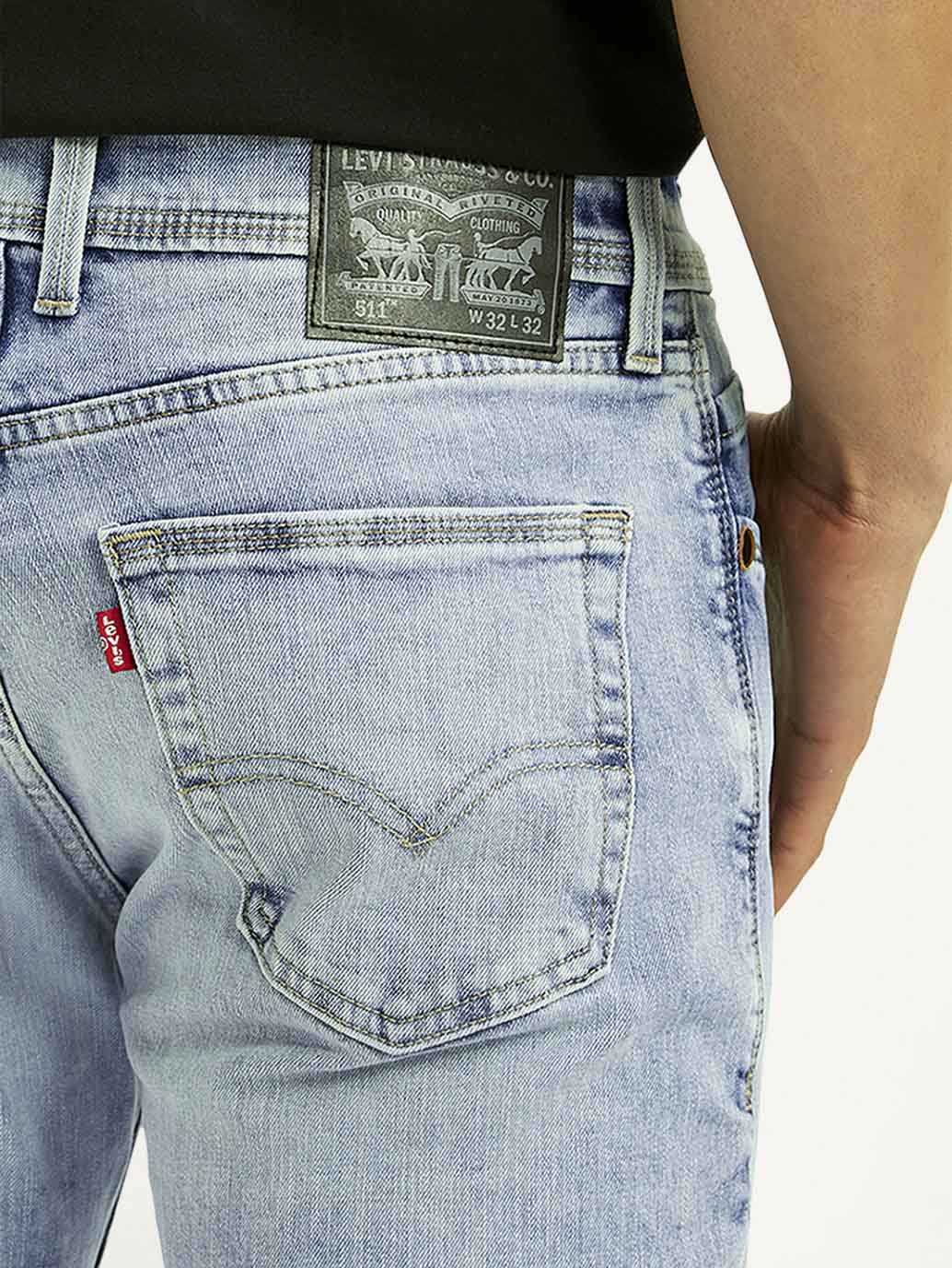 Men's 511 Light Blue Slim Fit Mid Rise Jeans - Detail View