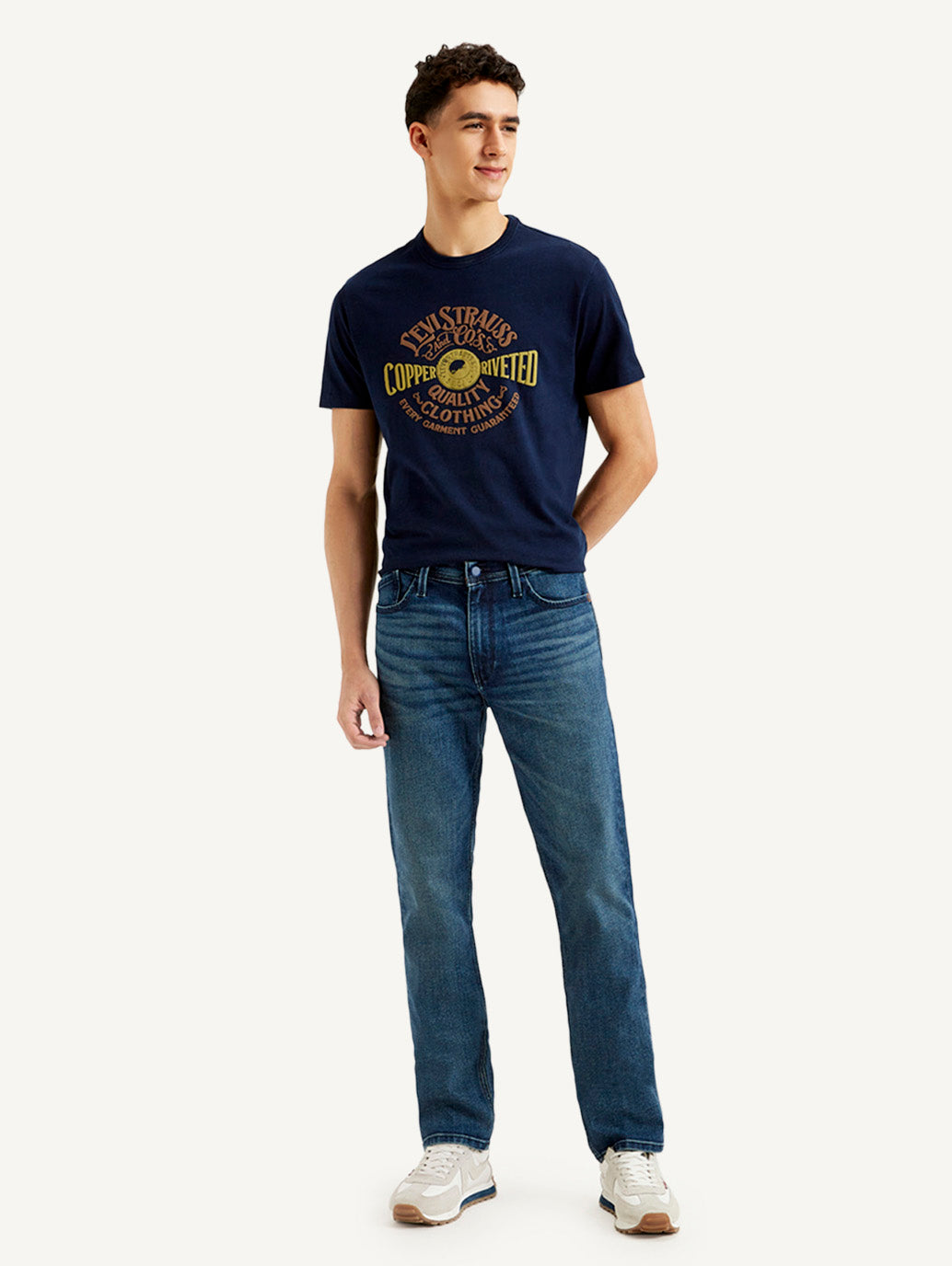Men's 511 Dark Blue Slim Fit Mid Rise Jeans - Front View