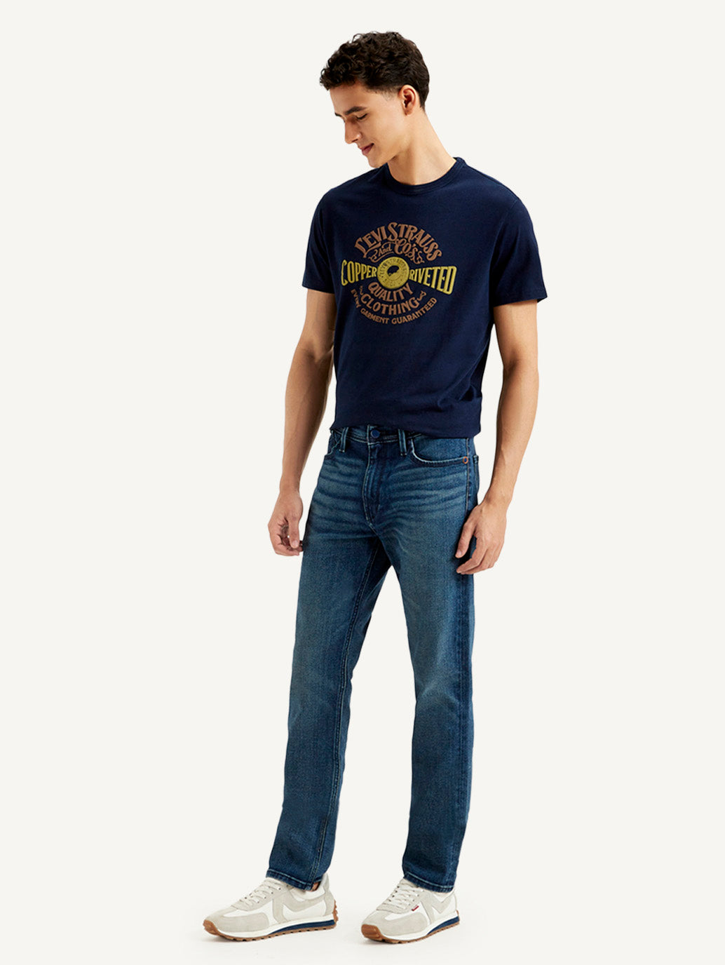 Men's 511 Dark Blue Slim Fit Mid Rise Jeans - Side View