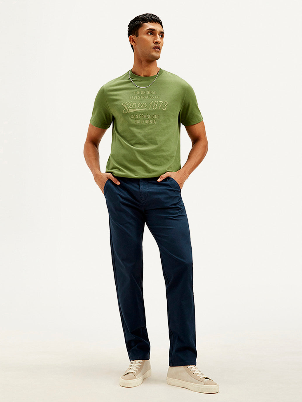 Men's Navy Authentic Straight Fit Chino Pants - Styleshot View