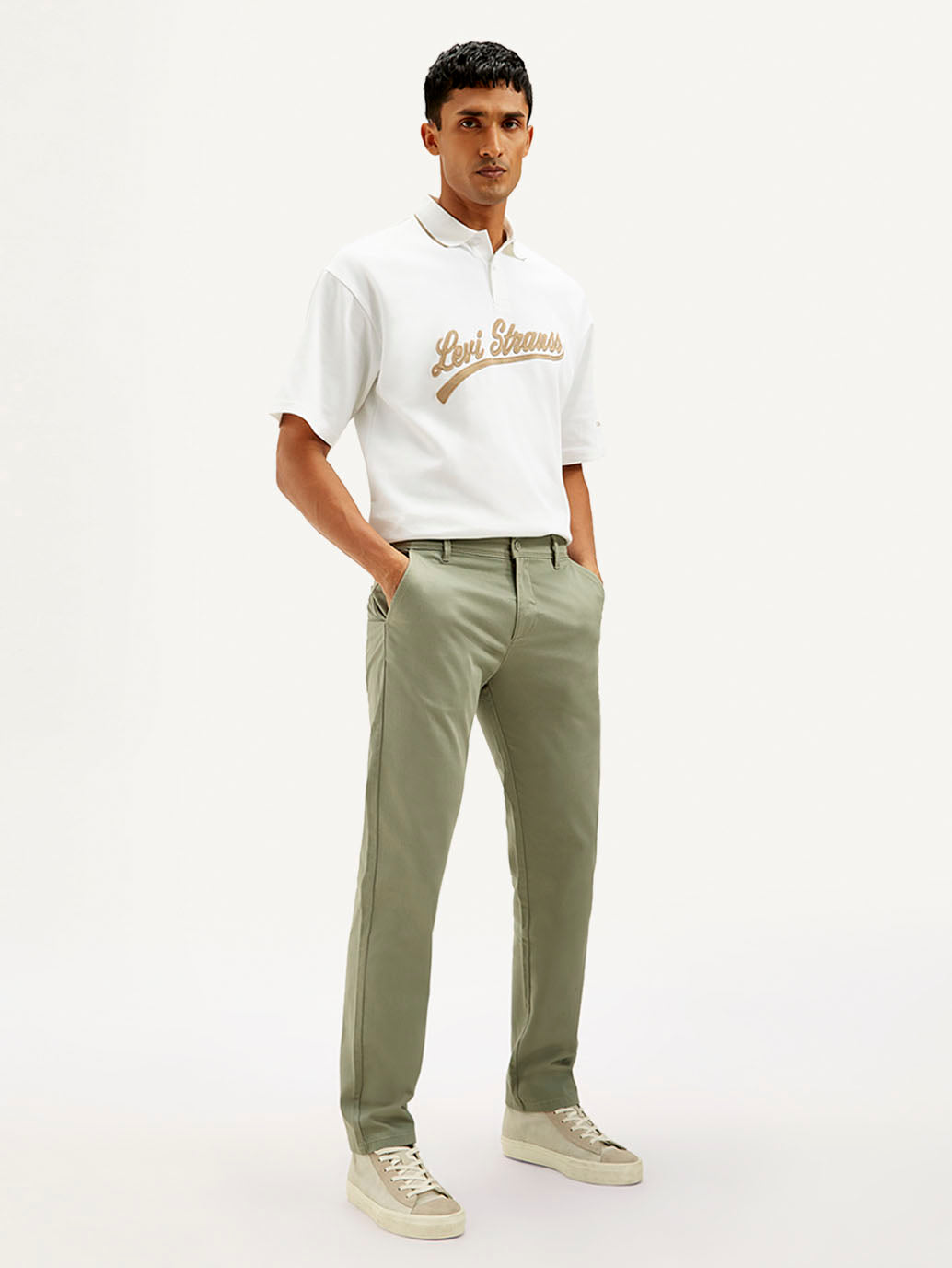 Men's Green Authentic Straight Fit Chino Pants - Styleshot View