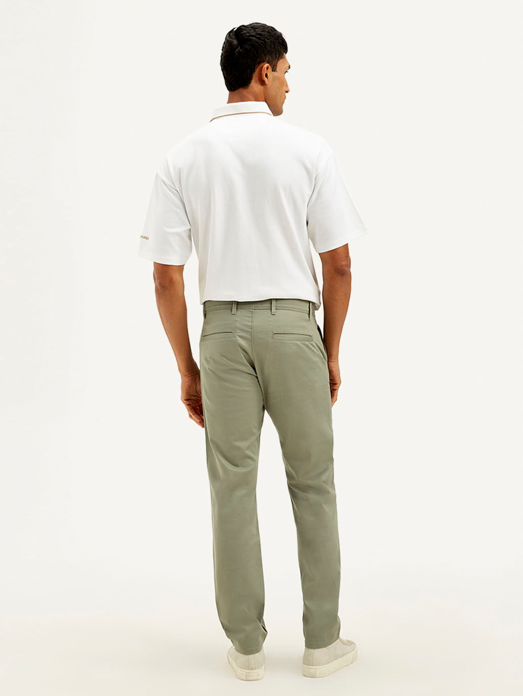 Men's Green Authentic Straight Fit Chino Pants - Back View