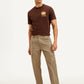 Men's Brown Loose Fit Cargo Trousers - Front View
