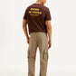 Men's Brown Loose Fit Cargo Trousers - Back View