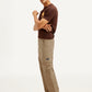 Men's Brown Loose Fit Cargo Trousers - Side View