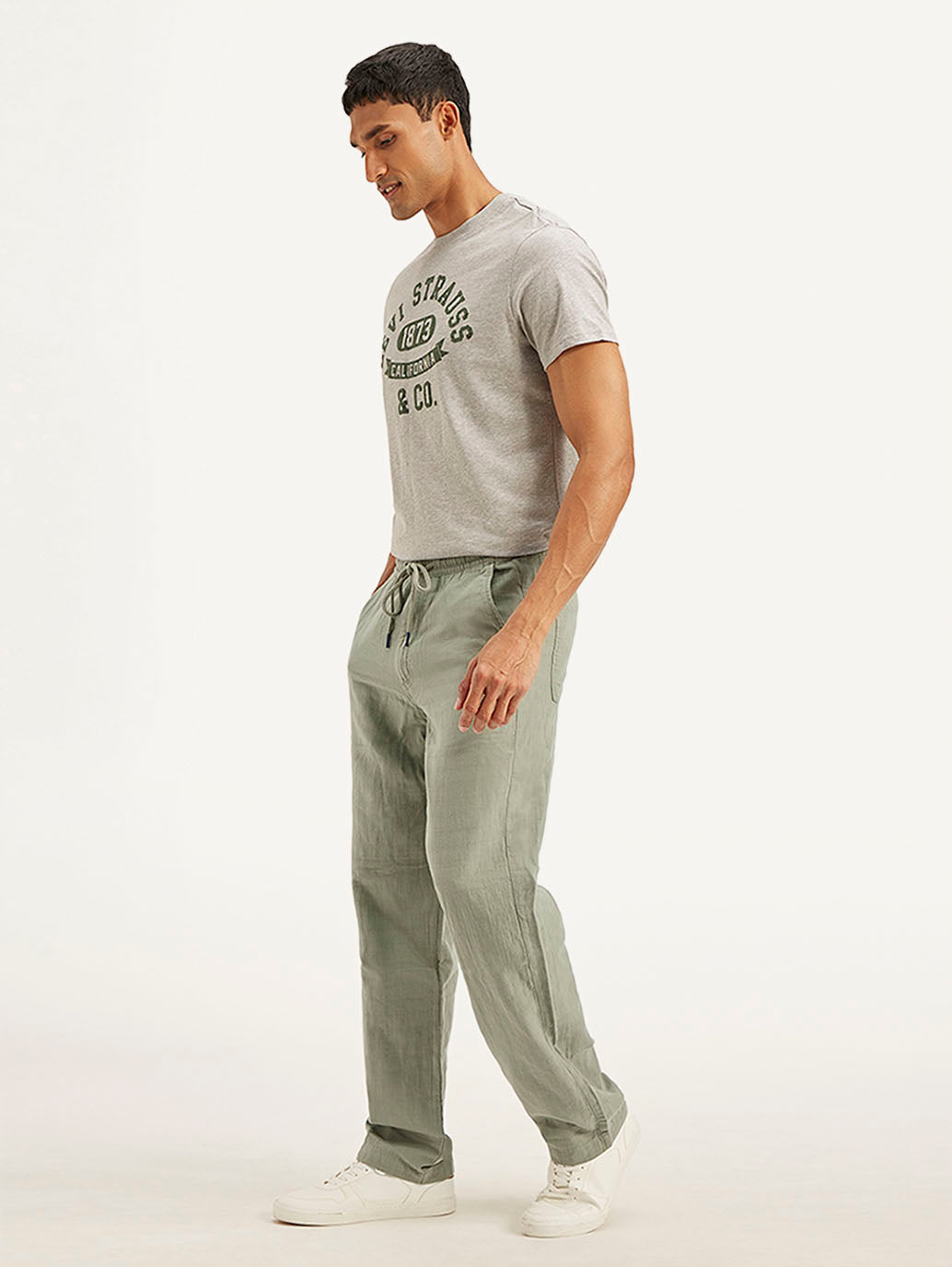 Men's Grey Loose Straight Fit Chino Trousers - c5b98e91-0299-4b6f-aab4-61809c7ef85b View