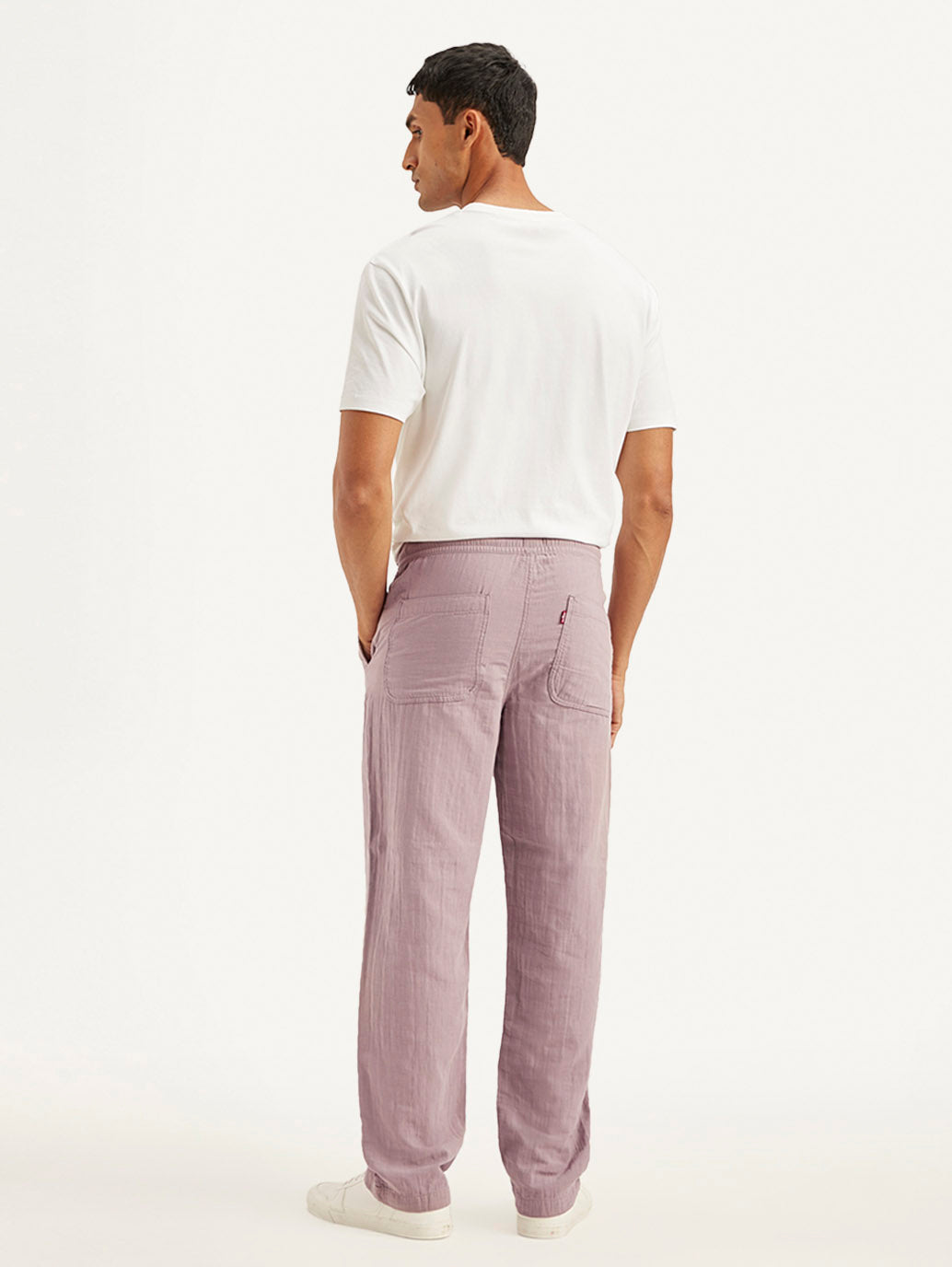 Men's Mauve Loose Straight Fit Chino Trousers - 9b54e2f9-c47b-4310-b2d0-30443c5c6964 View