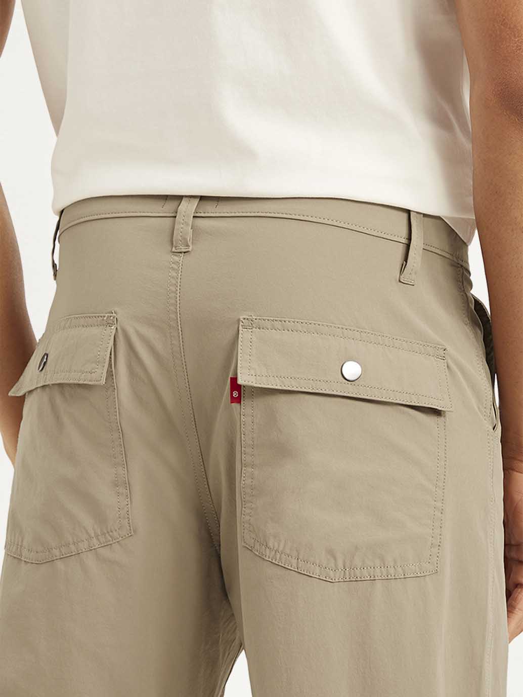 Men's Beige Loose Fit Chino Cargos - e9a90186-d3a2-44ca-a0d5-10ef858fc4dc View