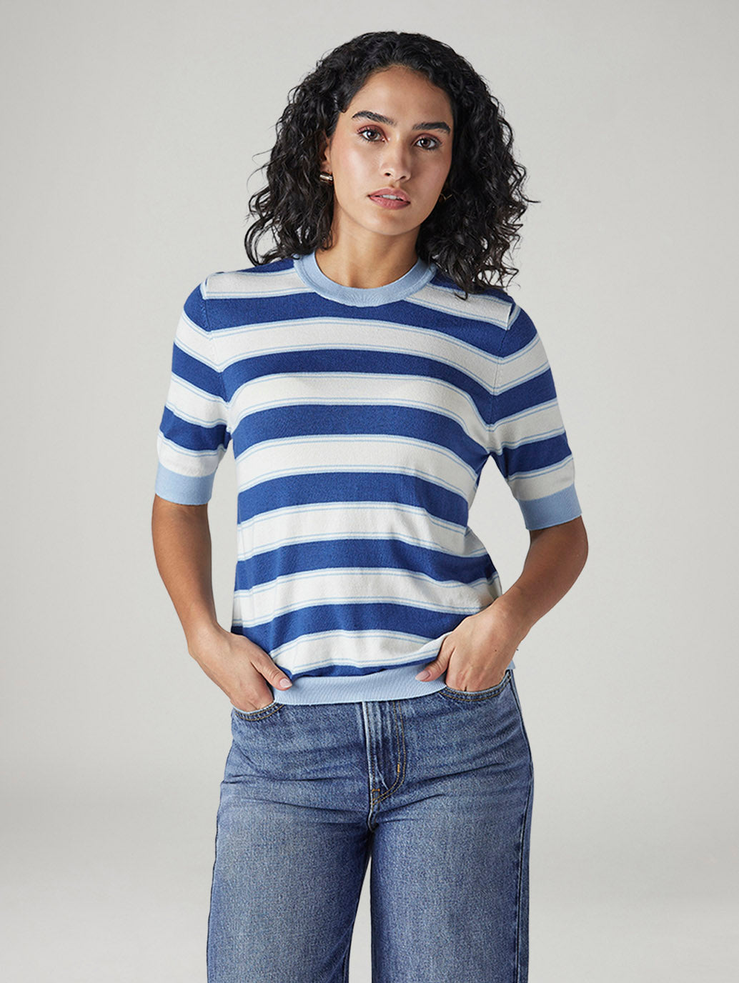 Women's Striped Regular Fit Top - Front View