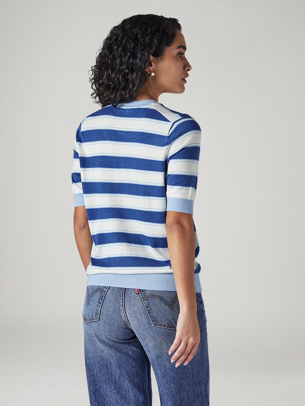 Women's Striped Regular Fit Top - Back View