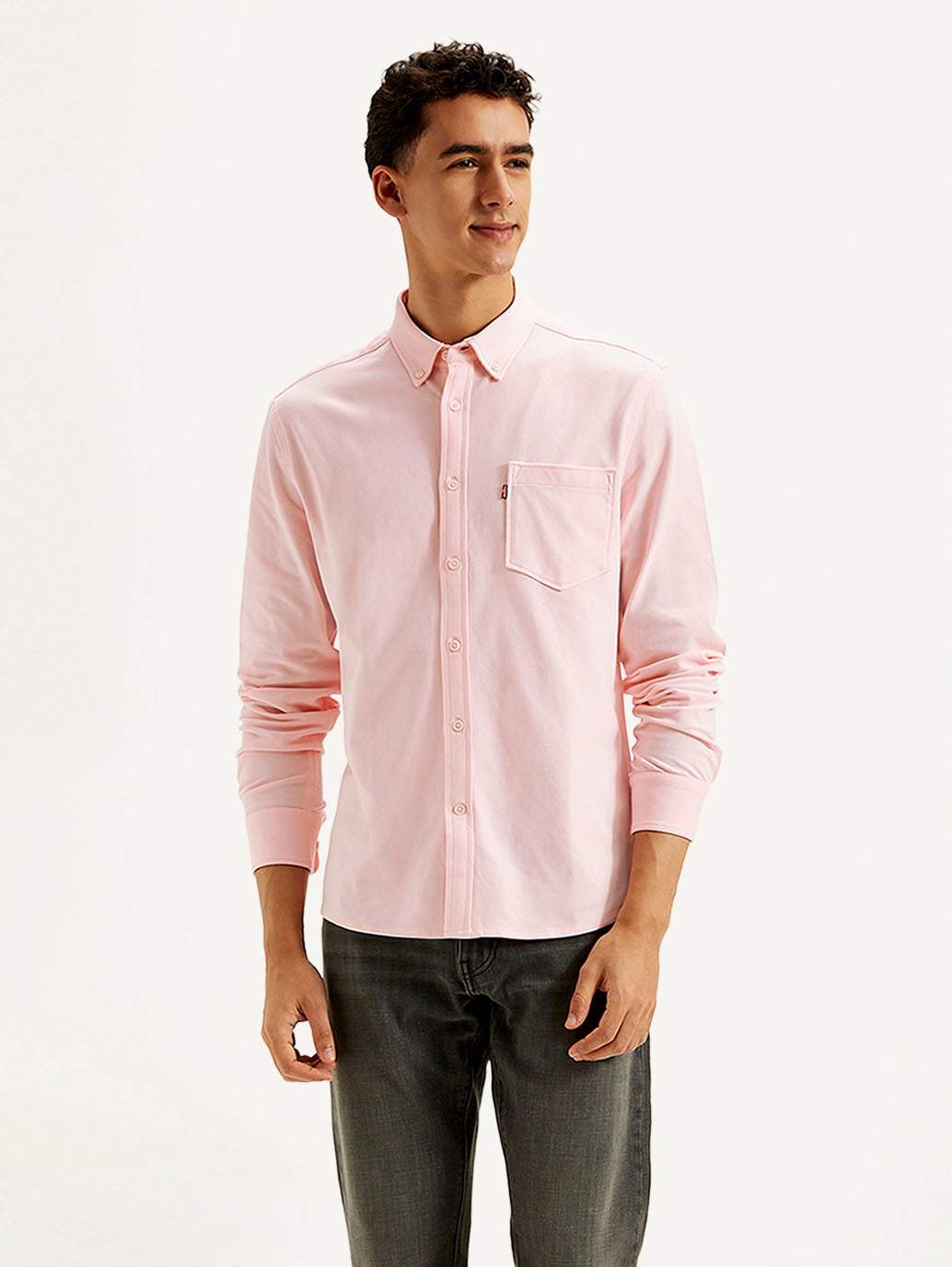 Men's Solid Slim Fit Shirt - Front View