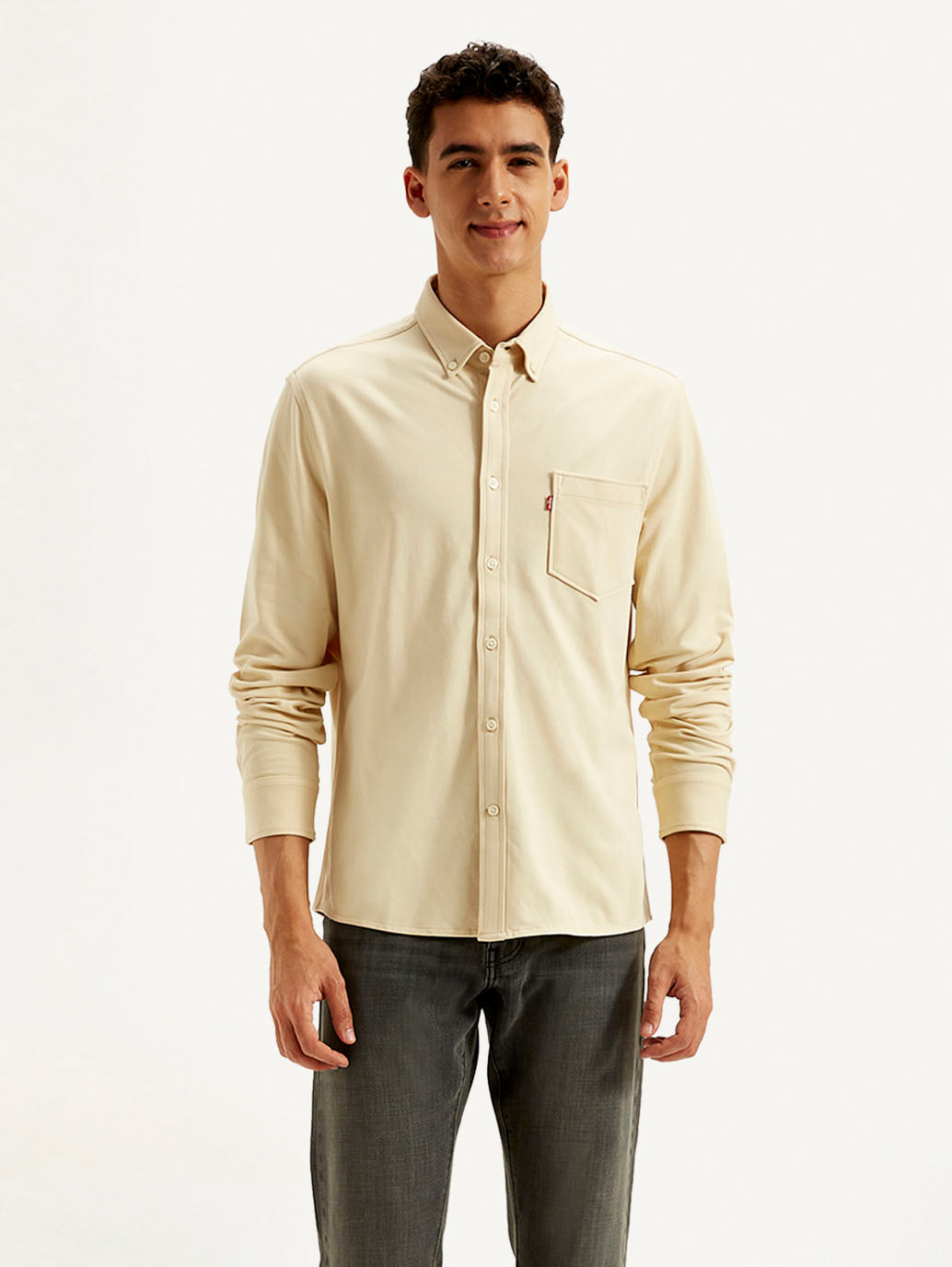 Men's Solid Slim Fit Shirt - Front View