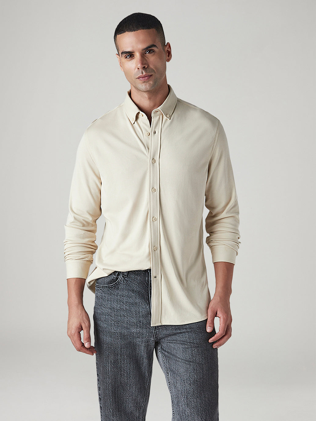 Men's Solid Slim Fit Interlock Shirt