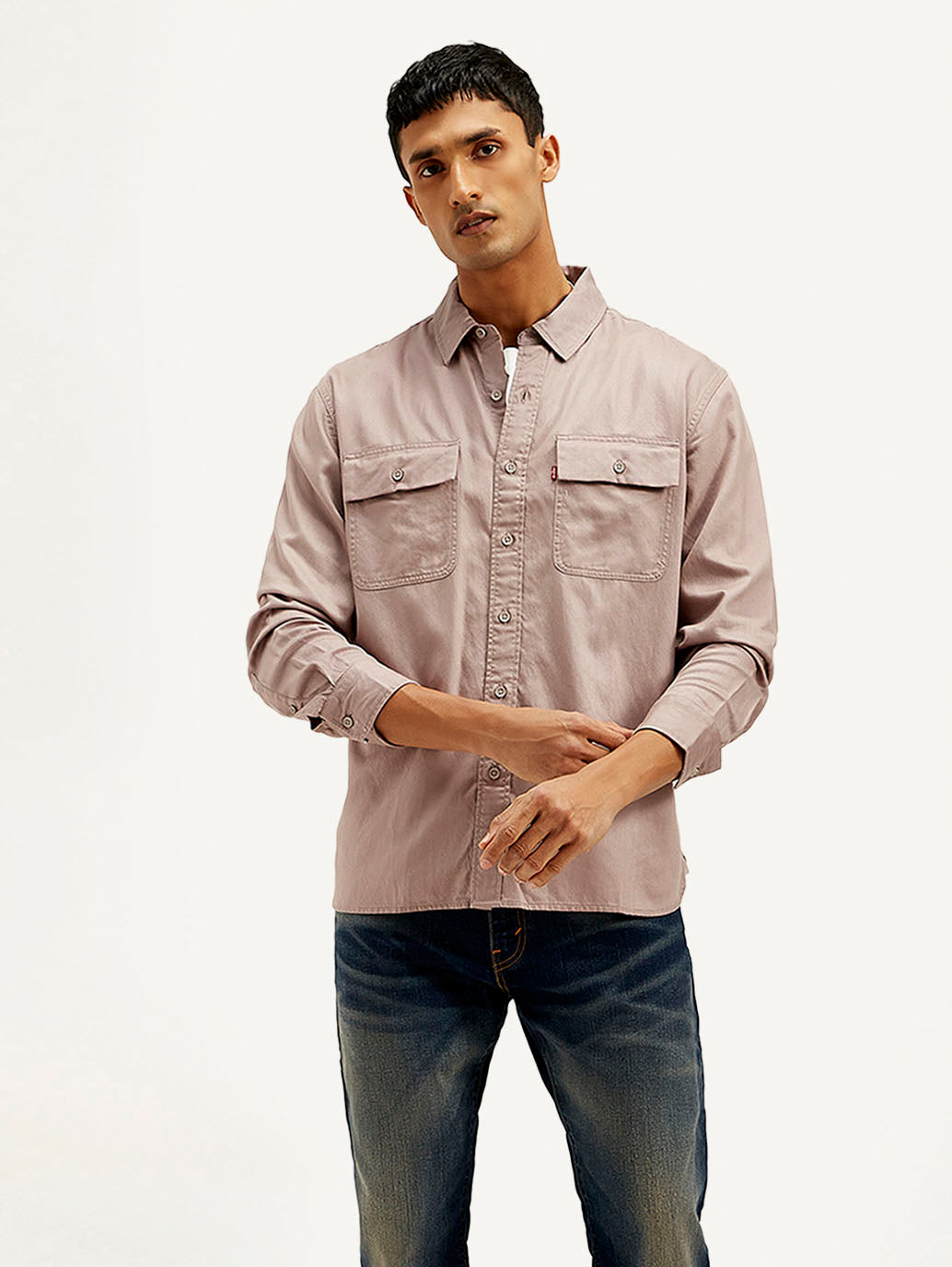 Men's Solid Slim Fit Shirt - Front View