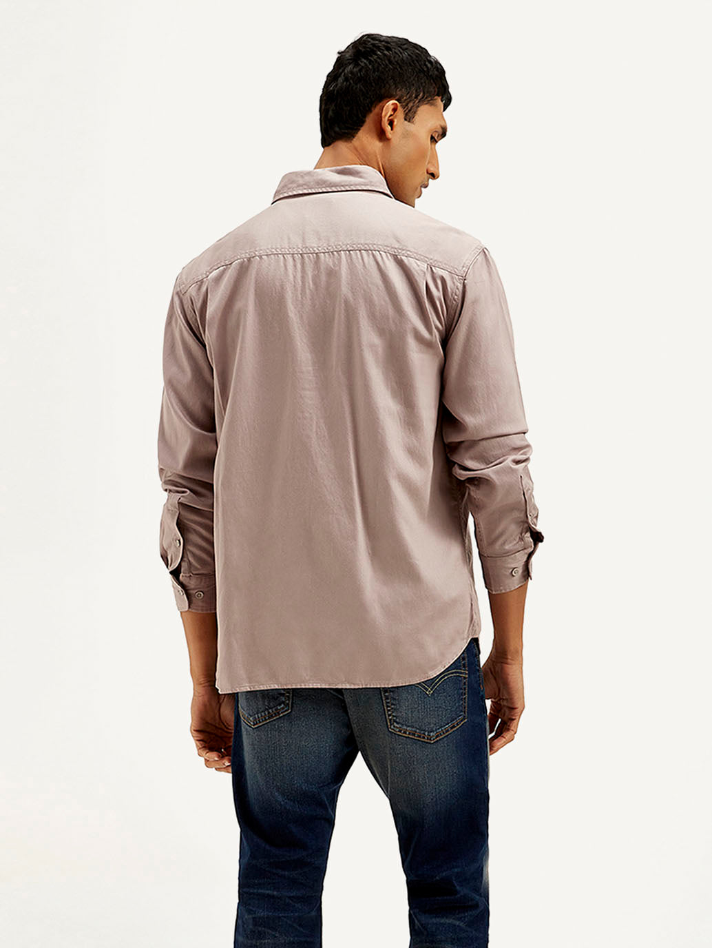 Men's Solid Slim Fit Shirt - Back View