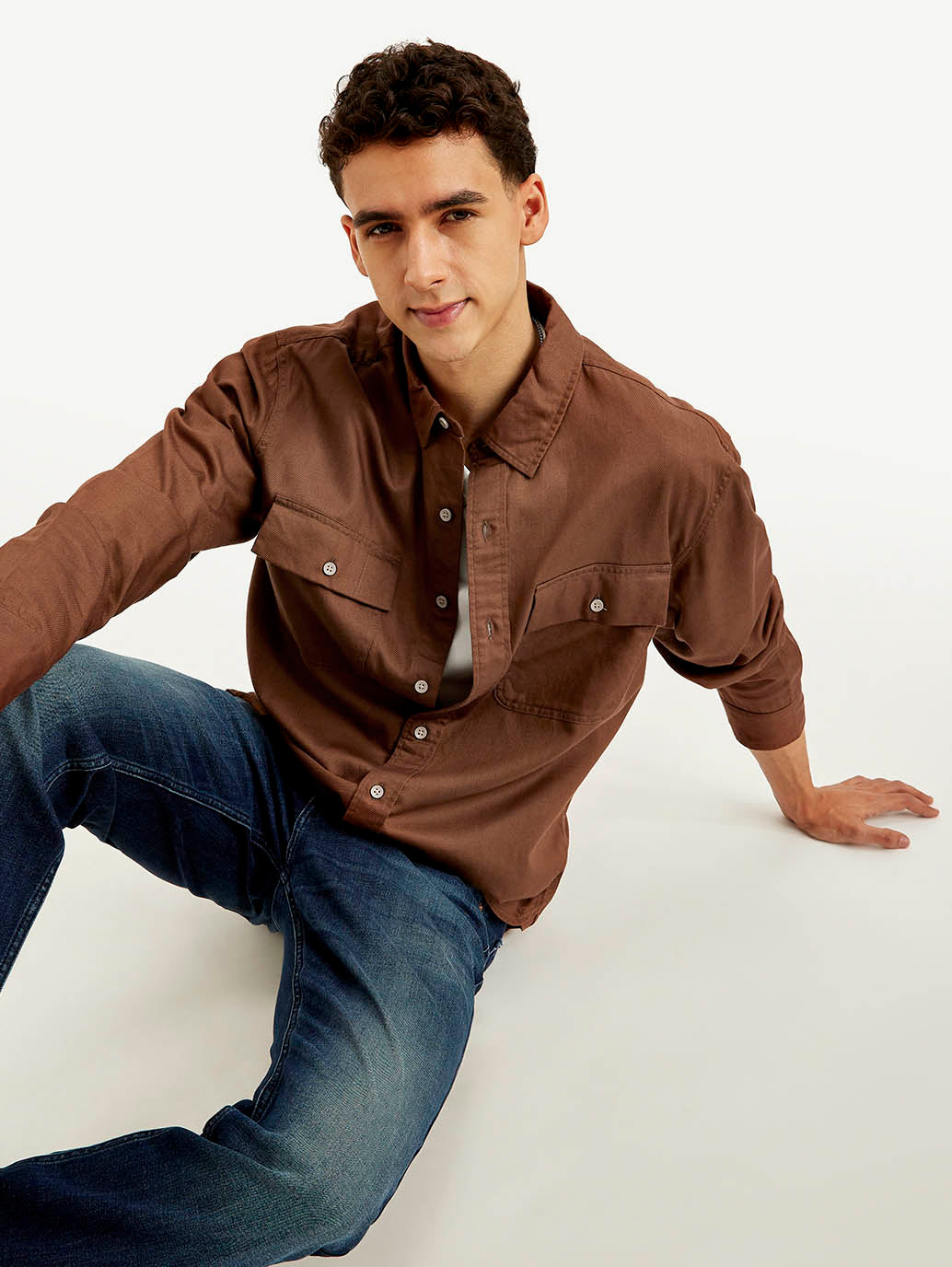 Men's Solid Slim Fit Shirt - Elevated View