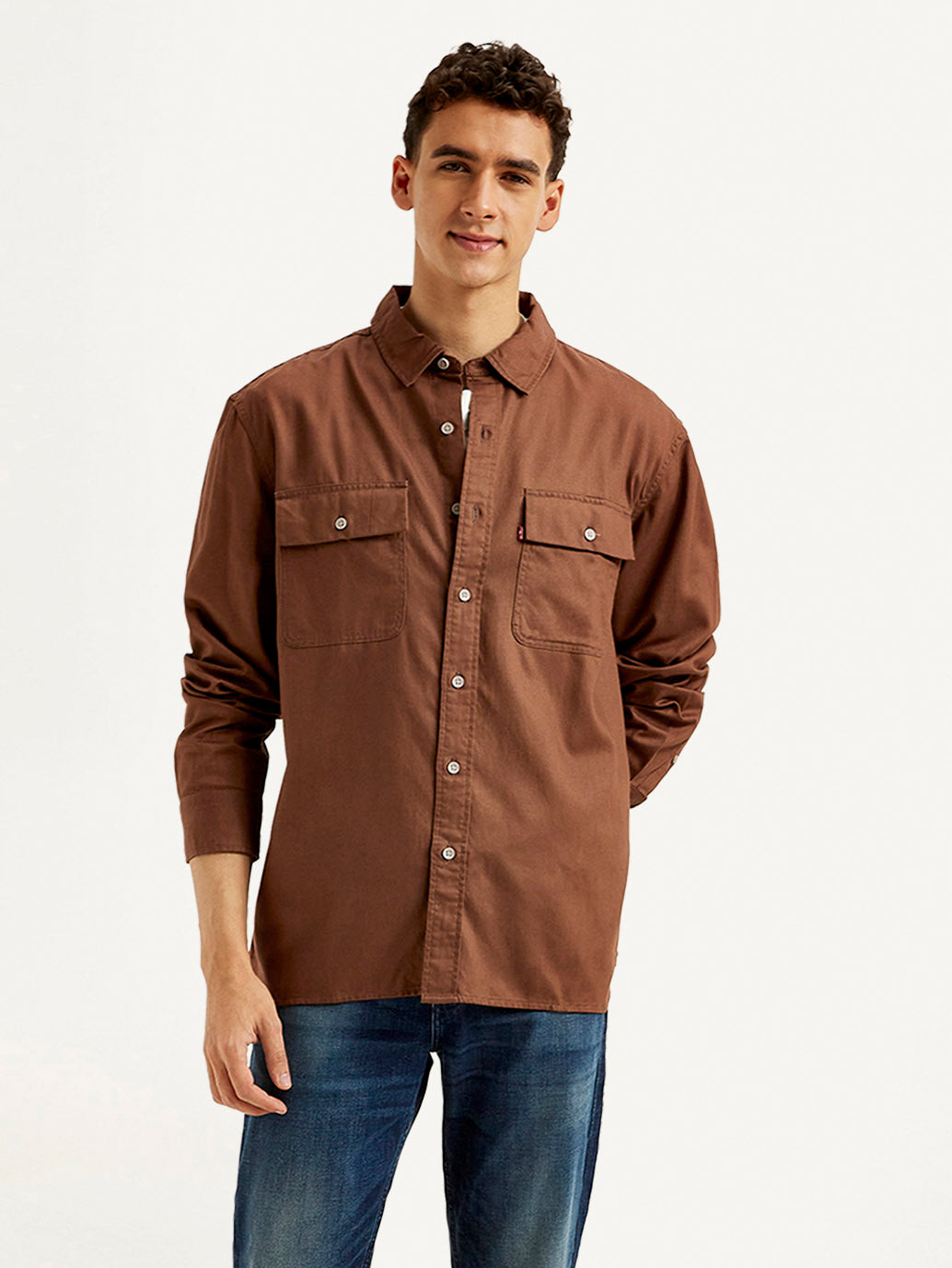 Men's Solid Slim Fit Shirt - Front View